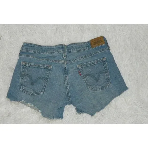 Levi 545 Shorts Women's Cutoff Distressed Blue Jeans Size 28 - Picture 2 of 10